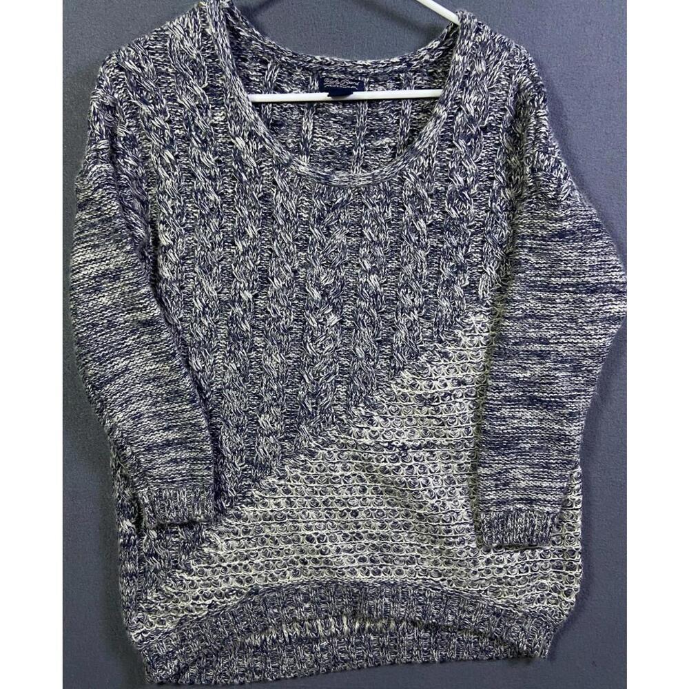 Lucky Brand Wool Blend Knit Pullover Sweater Size M Womens 7WD5186 Gray Chunky